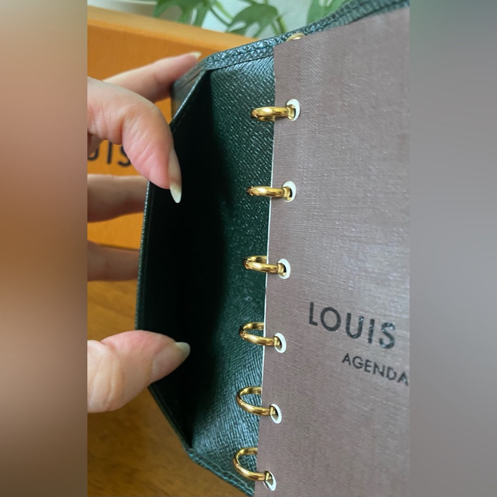 Louis Vuitton Green Taiga Leather Agenda PM Passport Wallet w/  Stickers & Paper - Picture 15 of 16